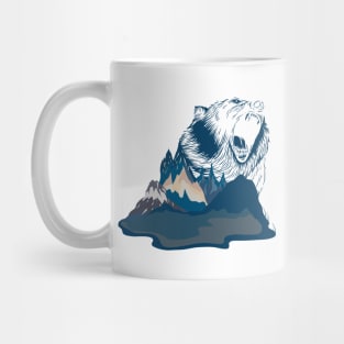 Bear Roaring in Blue Mountain Landscape | Gift Idea for Travelers who love Hiking or Camping | Wanderlust Mug